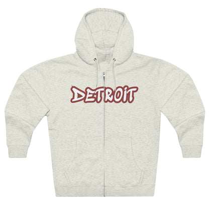 'Detroit' Hoodie (Ore Dock Red Tag Font) | Unisex Full Zip