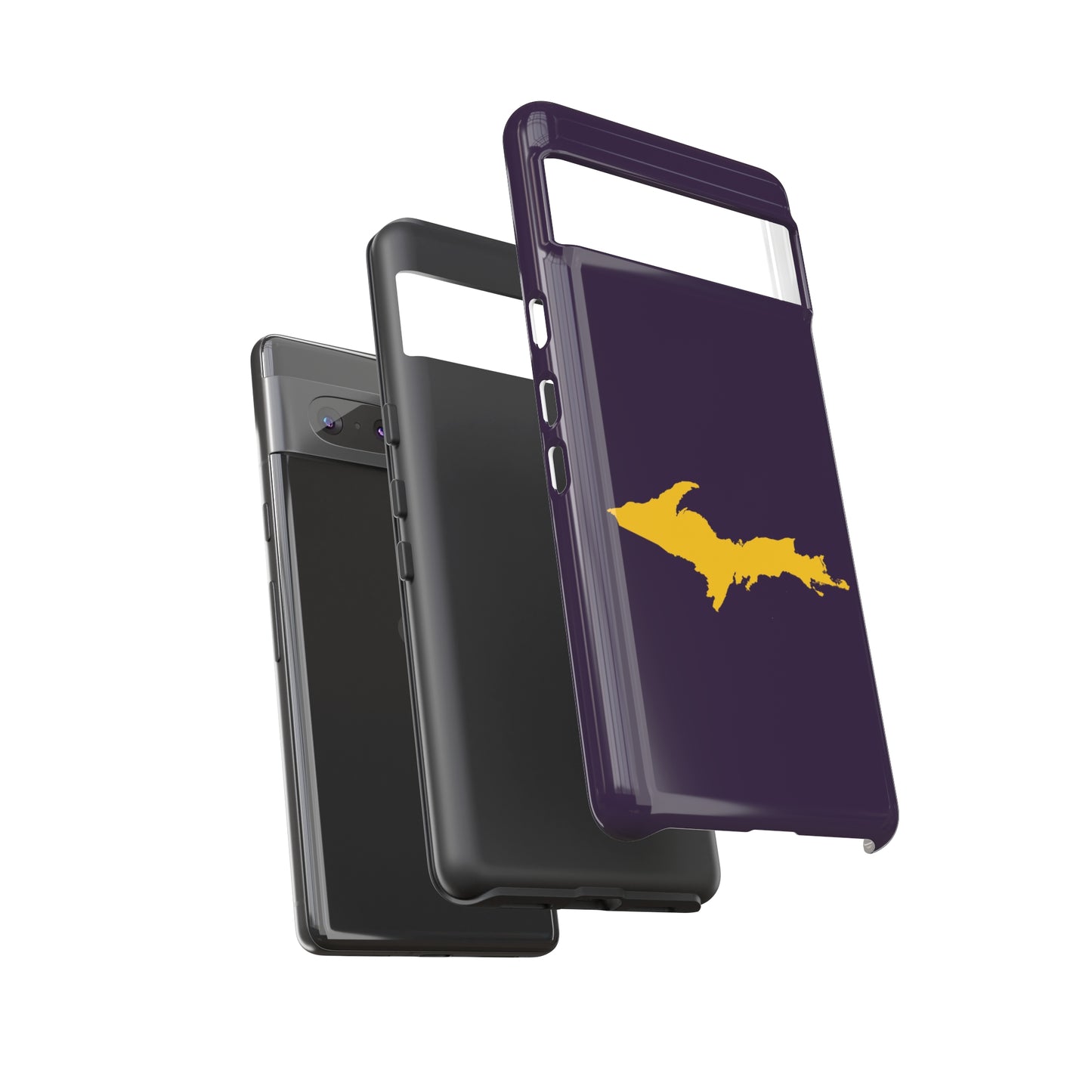 Michigan Upper Peninsula Tough Phone Case (Blackcurrant w/ Gold UP Outline) | Samsung & Pixel Android