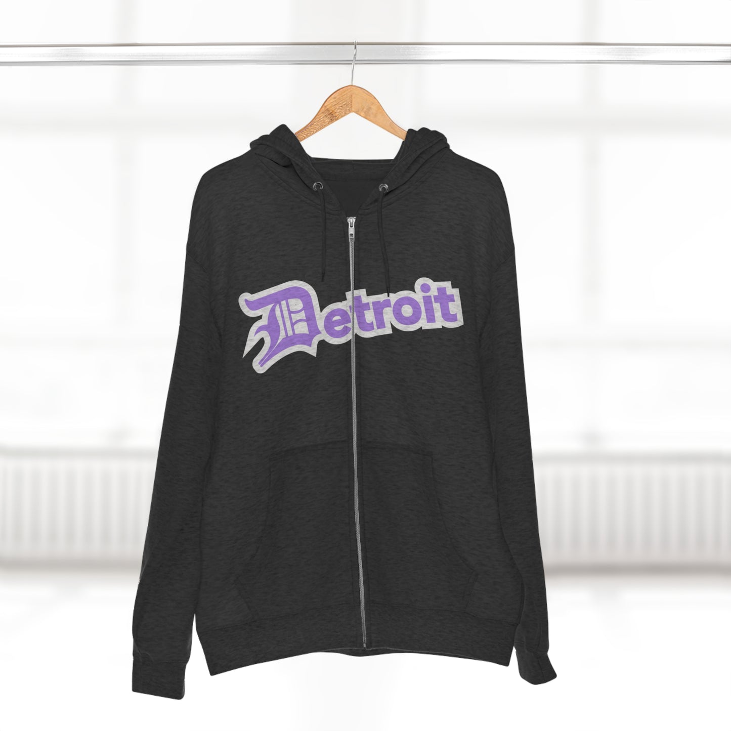 'Detroit' Hoodie (Lavender w/ Old English 'D') | Unisex Full Zip