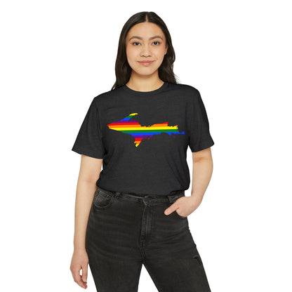 Michigan Upper Peninsula T-Shirt (w/ UP Rainbow Pride Flag) | Unisex Recycled Organic