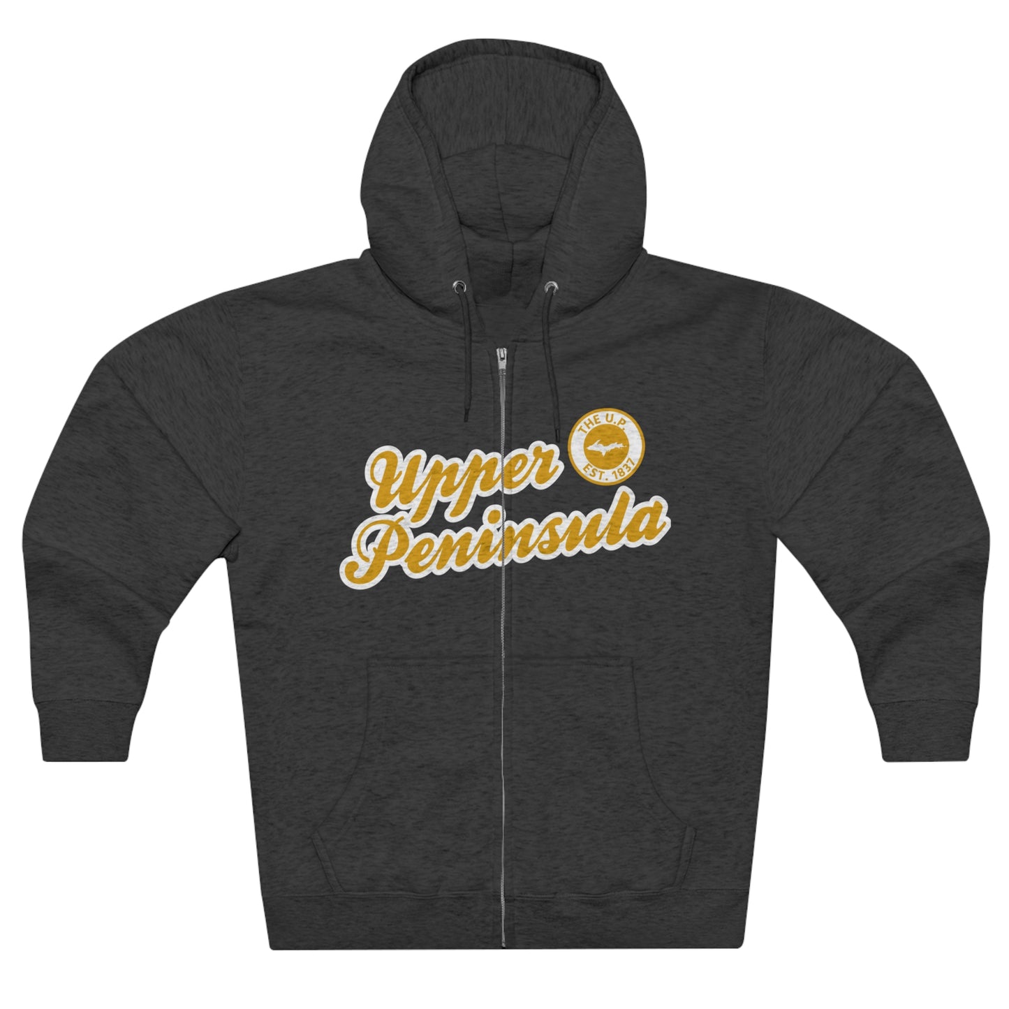 Upper Peninsula EST 1837' Hoodie (Gold Script Font) | Unisex Full Zip