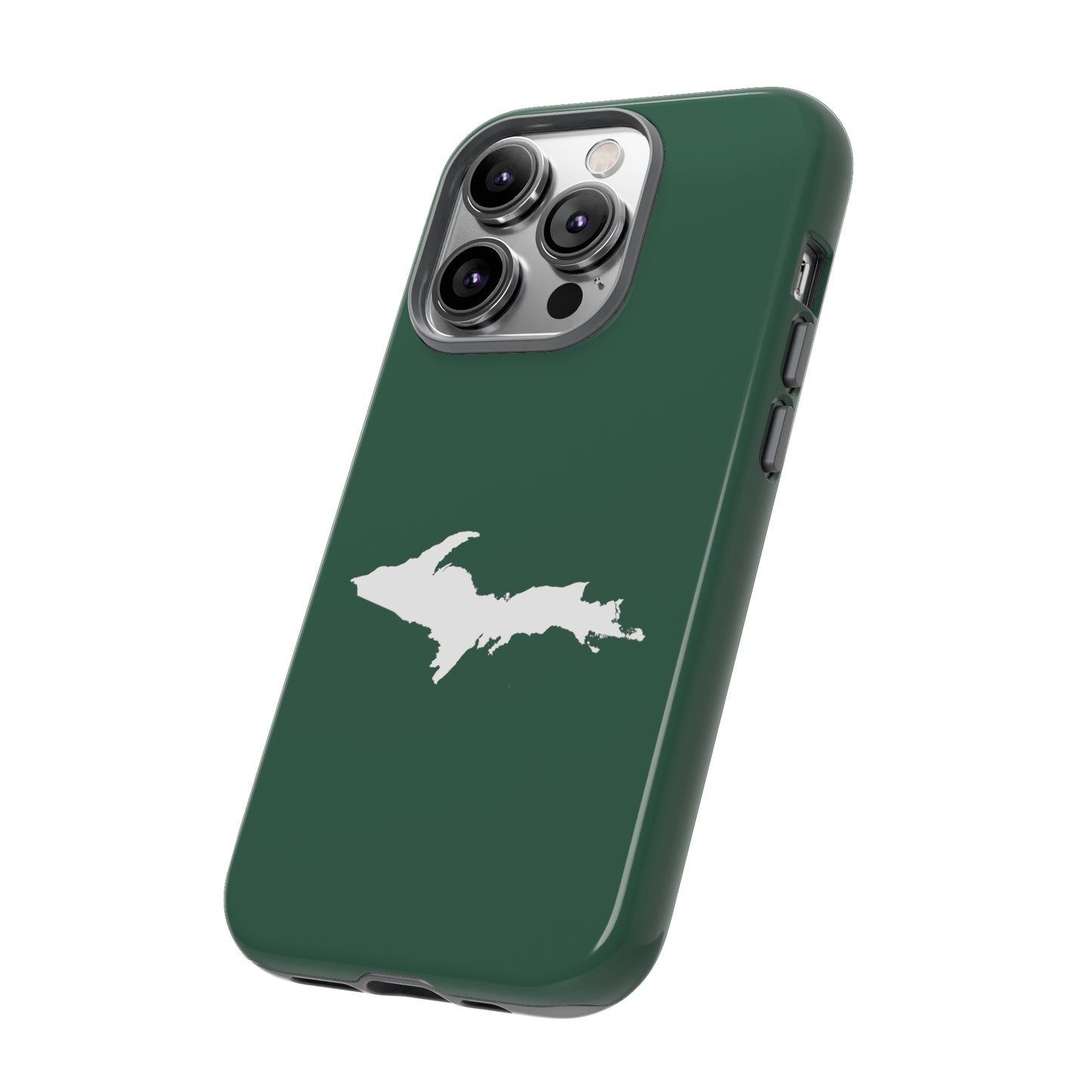 Michigan Upper Peninsula Tough Phone Case (Ginger Ale Green w/ UP Outline) | Apple iPhone