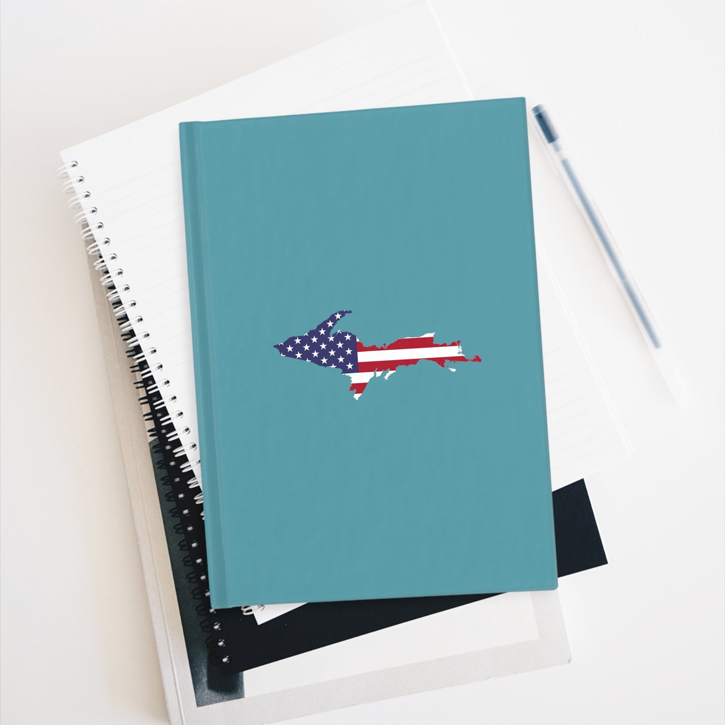 Michigan Upper Peninsula Blank Sketchbook (w/ UP USA Flag) | Lake Huron Blue