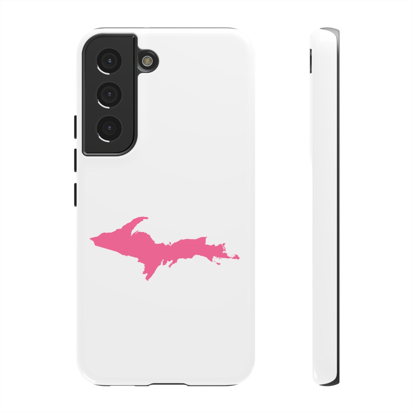 Michigan Upper Peninsula Tough Phone Case (w/ Pink UP Flag Outline) | Samsung & Pixel Android