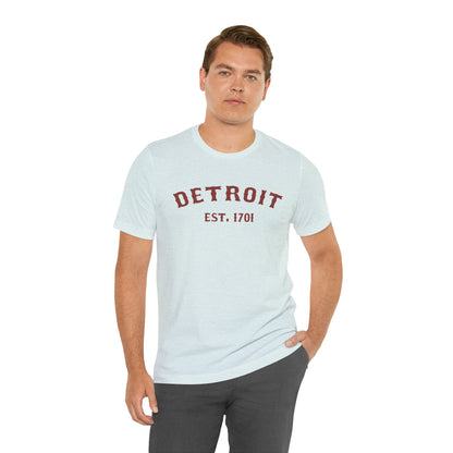 Detroit EST. 1701' T-Shirt (Ore Dock Red Ballpark Font) | Unisex Standard