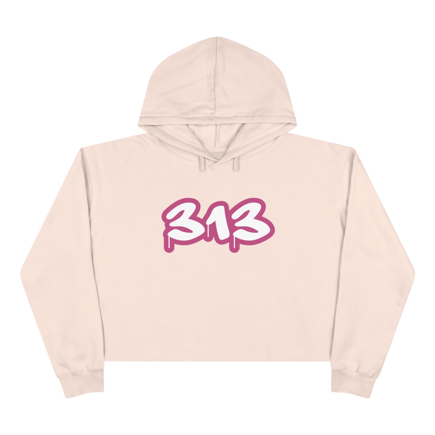 Detroit '313' Cropped Hoodie (Apple Blossom Pink)