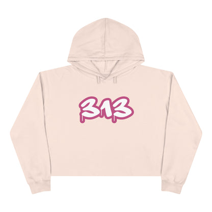 Detroit '313' Cropped Hoodie (Apple Blossom Pink)