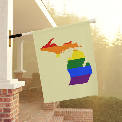 Michigan Rainbow Pride Home & Garden Flag (w/ MI Outline) | Canary Yellow