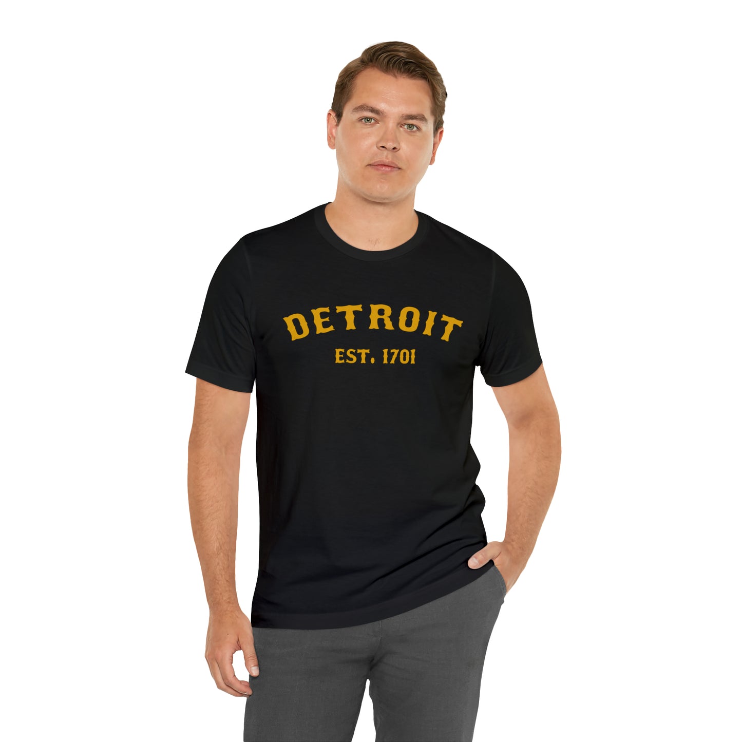 'Detroit EST. 1701' T-Shirt (Gold Ballpark Font) | Unisex Standard