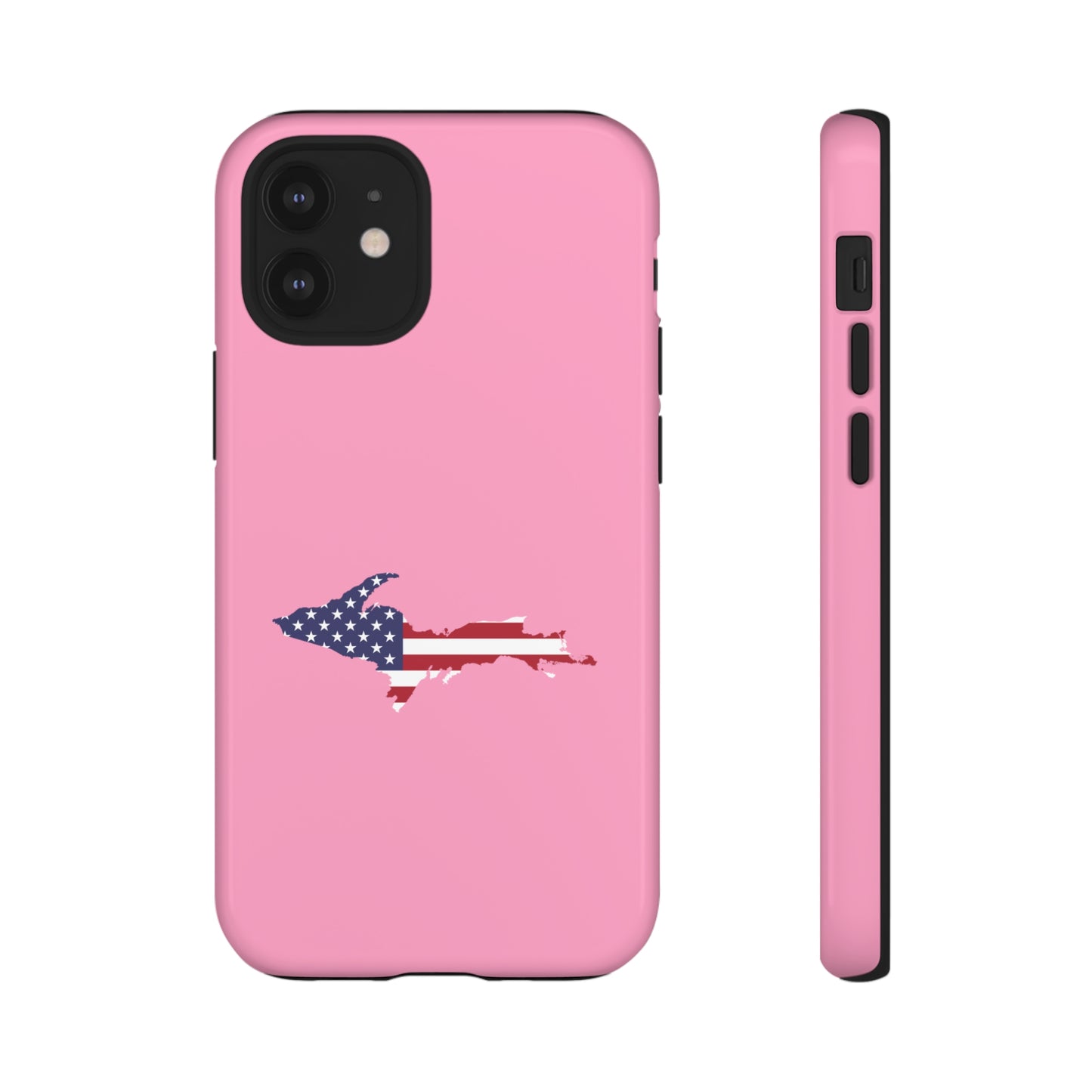 Michigan Upper Peninsula Tough Phone Case ('67 Caddie Pink w/ UP USA Flag Outline) | Apple iPhone