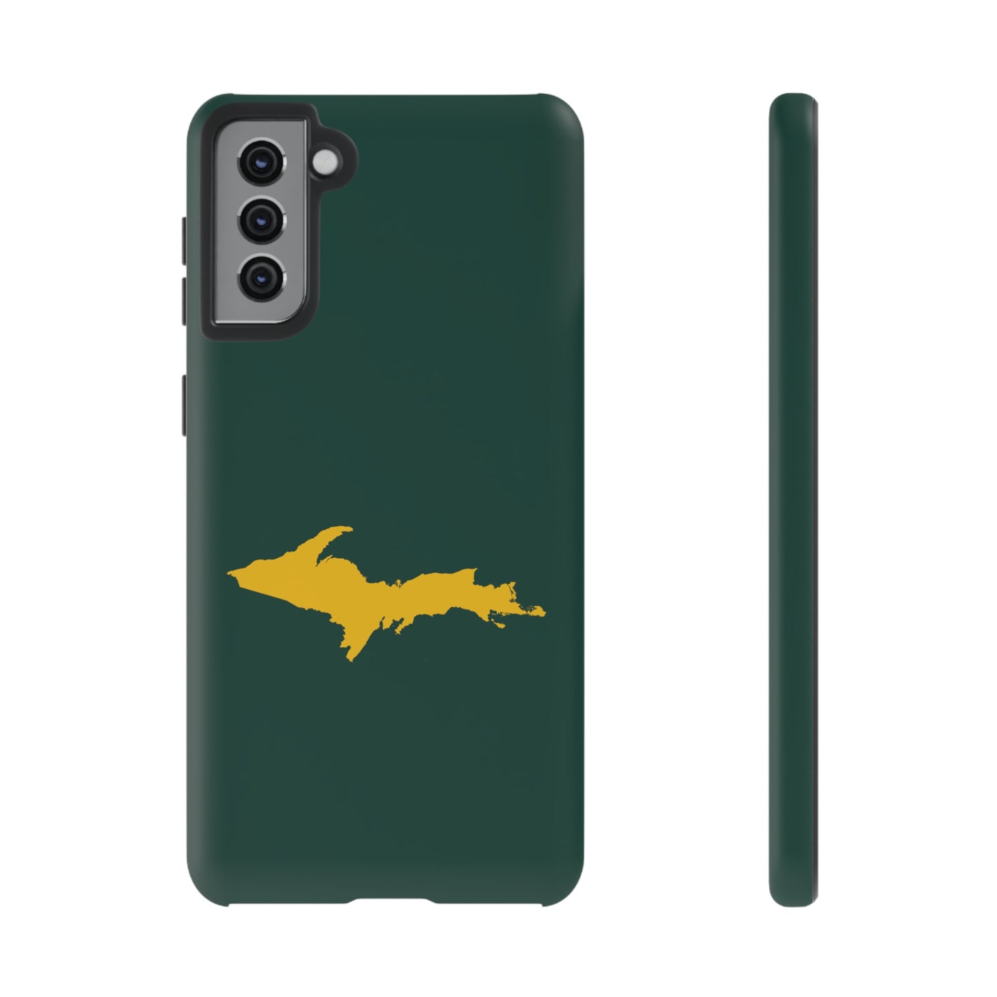 Michigan Upper Peninsula Tough Phone Case (Green w/ Gold UP Outline) | Samsung & Pixel Android