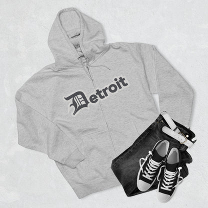 'Detroit' Hoodie (Iron Ore Grey w/ Old English 'D') | Unisex Full Zip