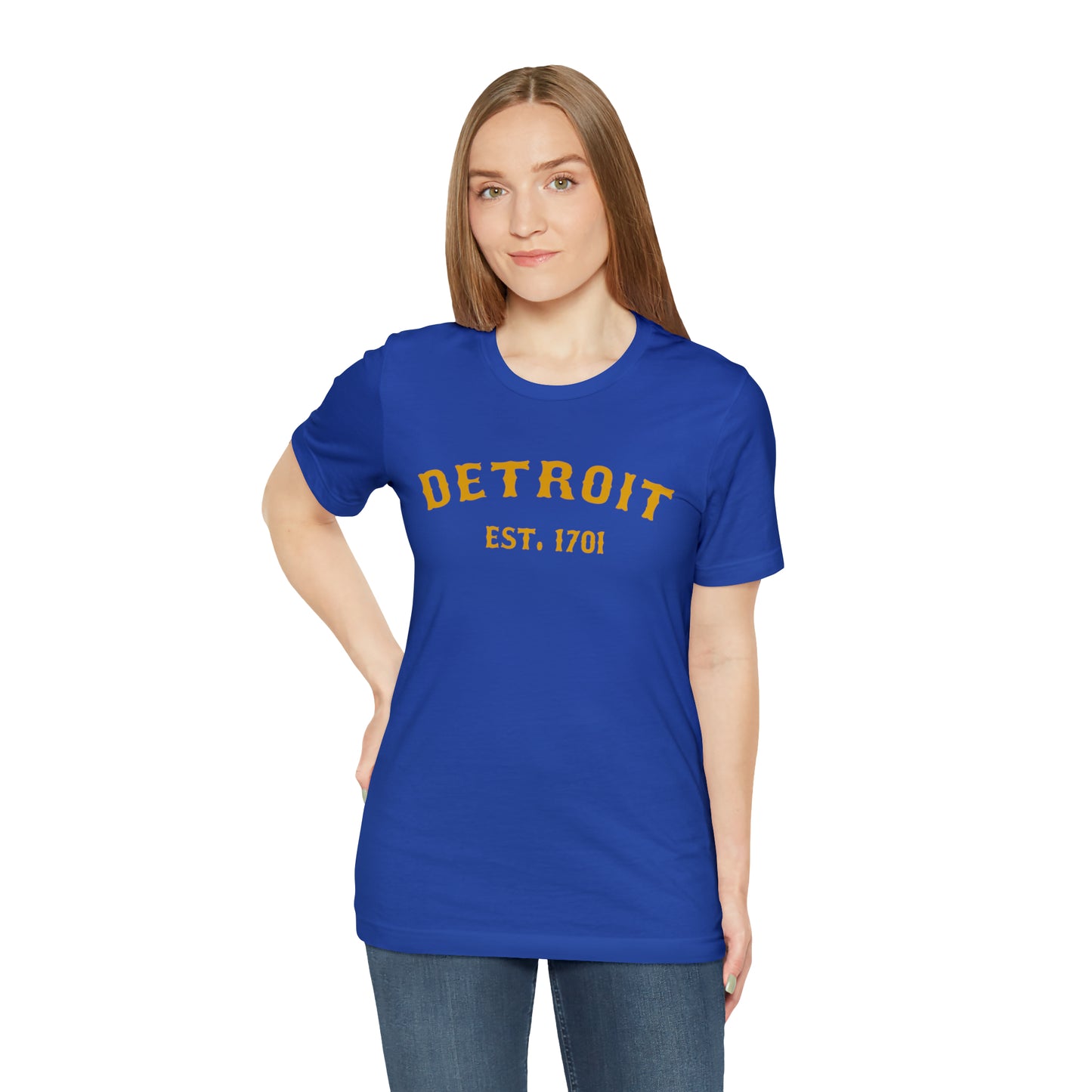 'Detroit EST. 1701' T-Shirt (Gold Ballpark Font) | Unisex Standard