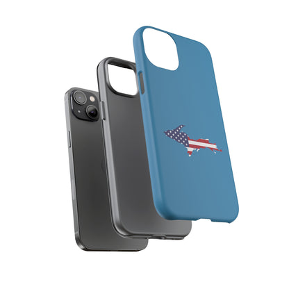 Michigan Upper Peninsula Tough Phone Case (Lake Michigan Blue w/ UP USA Flag Outline) | Apple iPhone