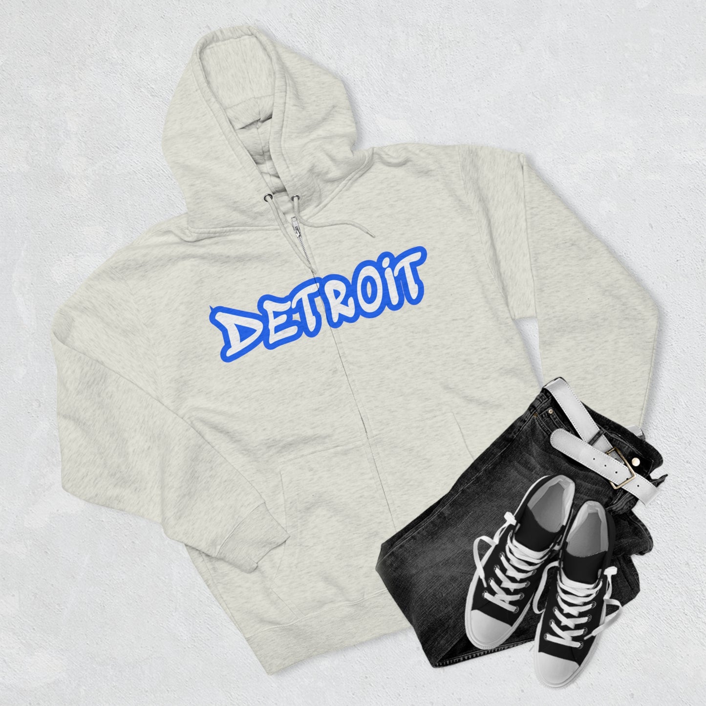 Detroit' Hoodie (Motor Town Blue Tag Font) | Unisex Full Zip