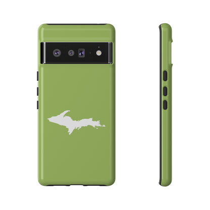 Michigan Upper Peninsula Tough Phone Case (Gooseberry Green w/ UP Outline) | Samsung & Pixel Android