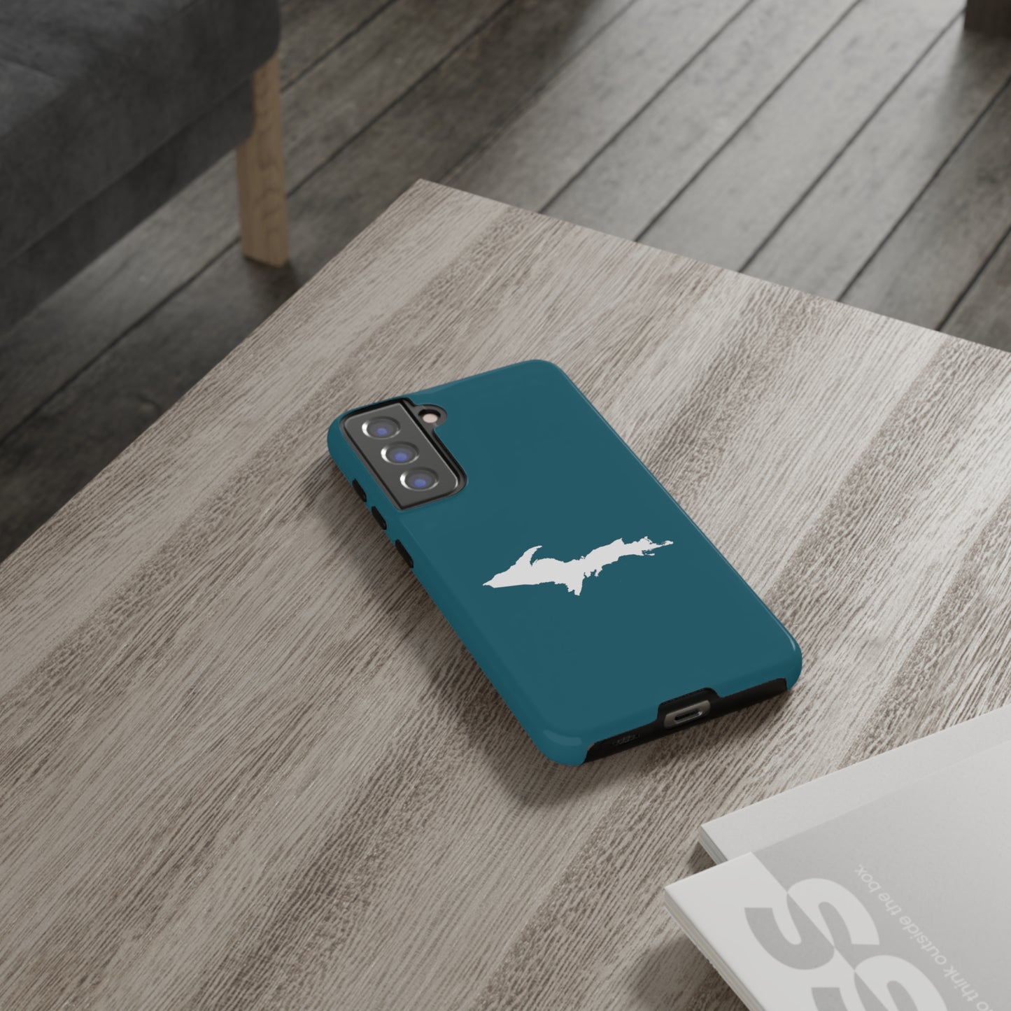 Michigan Upper Peninsula Tough Phone Case (Auburn Hills Teal w/ UP Outline) | Samsung & Pixel Android