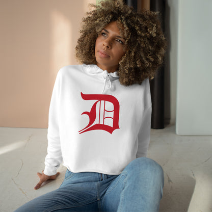 Detroit 'Old English D' Cropped Hoodie (Aliform Red)