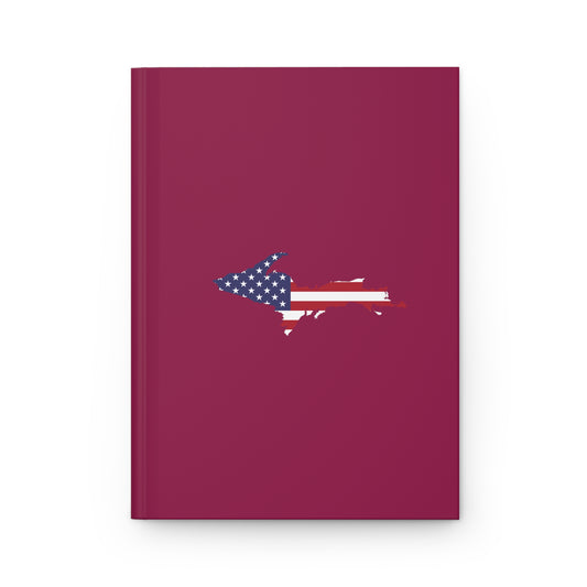 Michigan Upper Peninsula Hardcover Journal (w/ UP USA Flag) | Ruled - Ruby Red