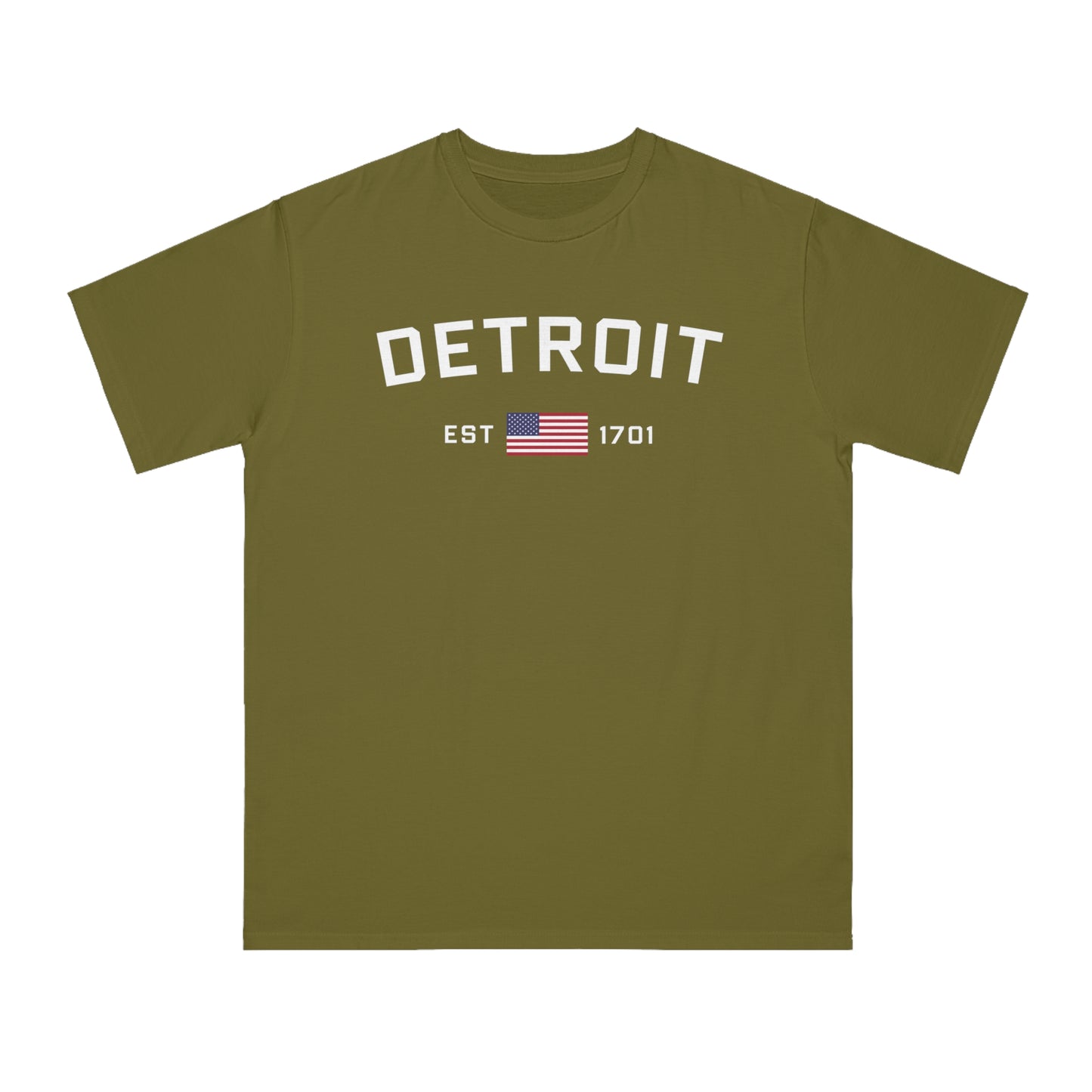 'Detroit EST 1701'' T-Shirt (w/ USA Flag) | Unisex Organic