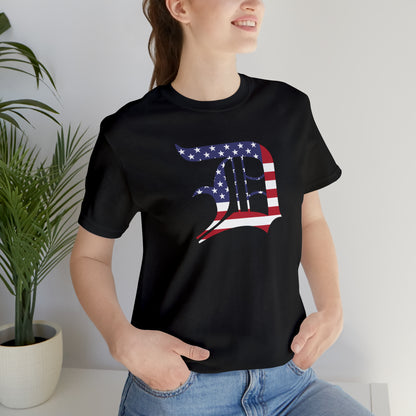 Detroit 'Old English D' T-Shirt (Patriotic Edition) | Unisex Standard