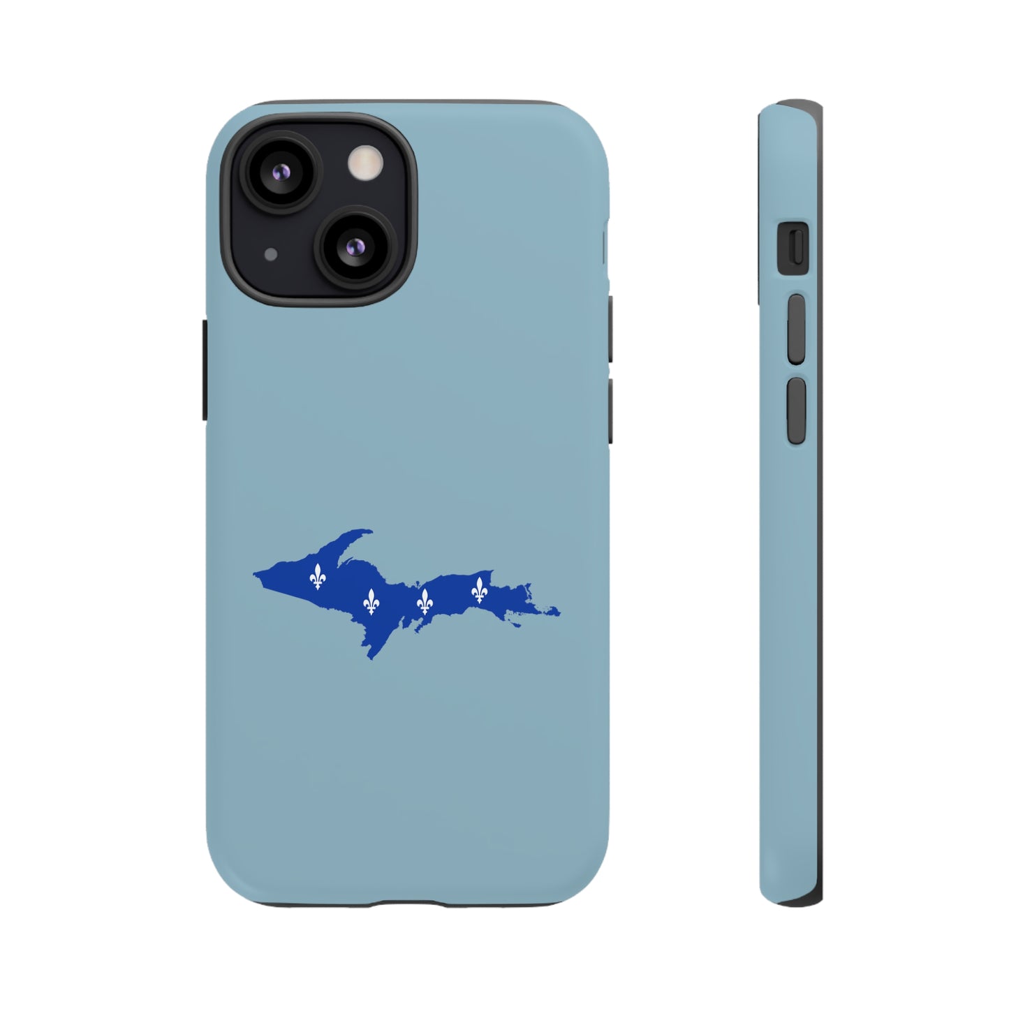 Michigan Upper Peninsula Tough Phone Case (Opal Blue w/ UP Quebec Flag Outline) | Apple iPhone