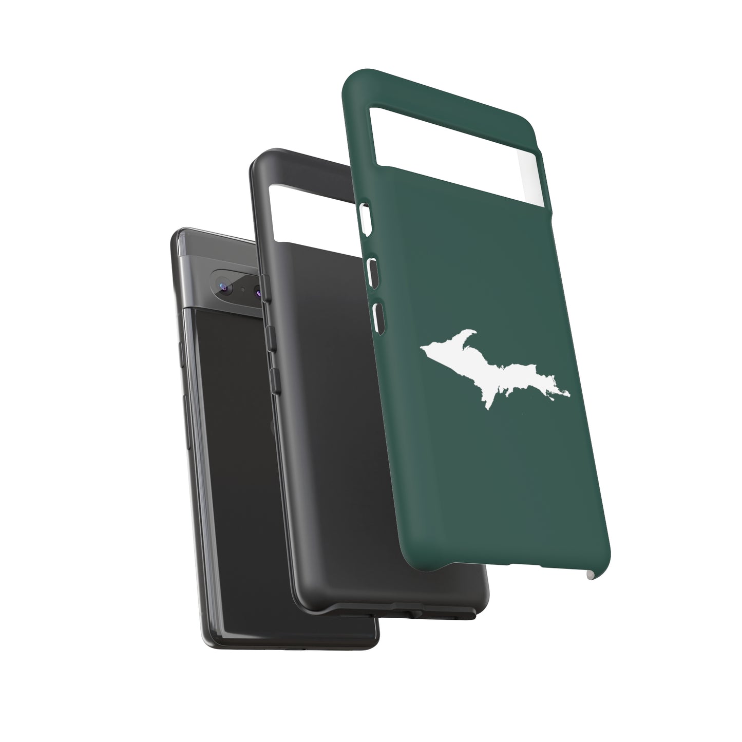 Michigan Upper Peninsula Tough Phone Case (Green w/ White UP Outline) | Samsung & Pixel Android