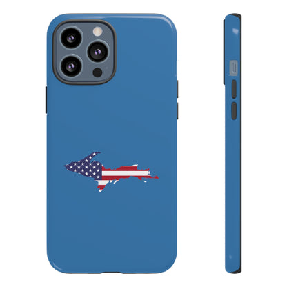 Michigan Upper Peninsula Tough Phone Case (Lake Superior Blue w/ UP USA Flag Outline) | Apple iPhone