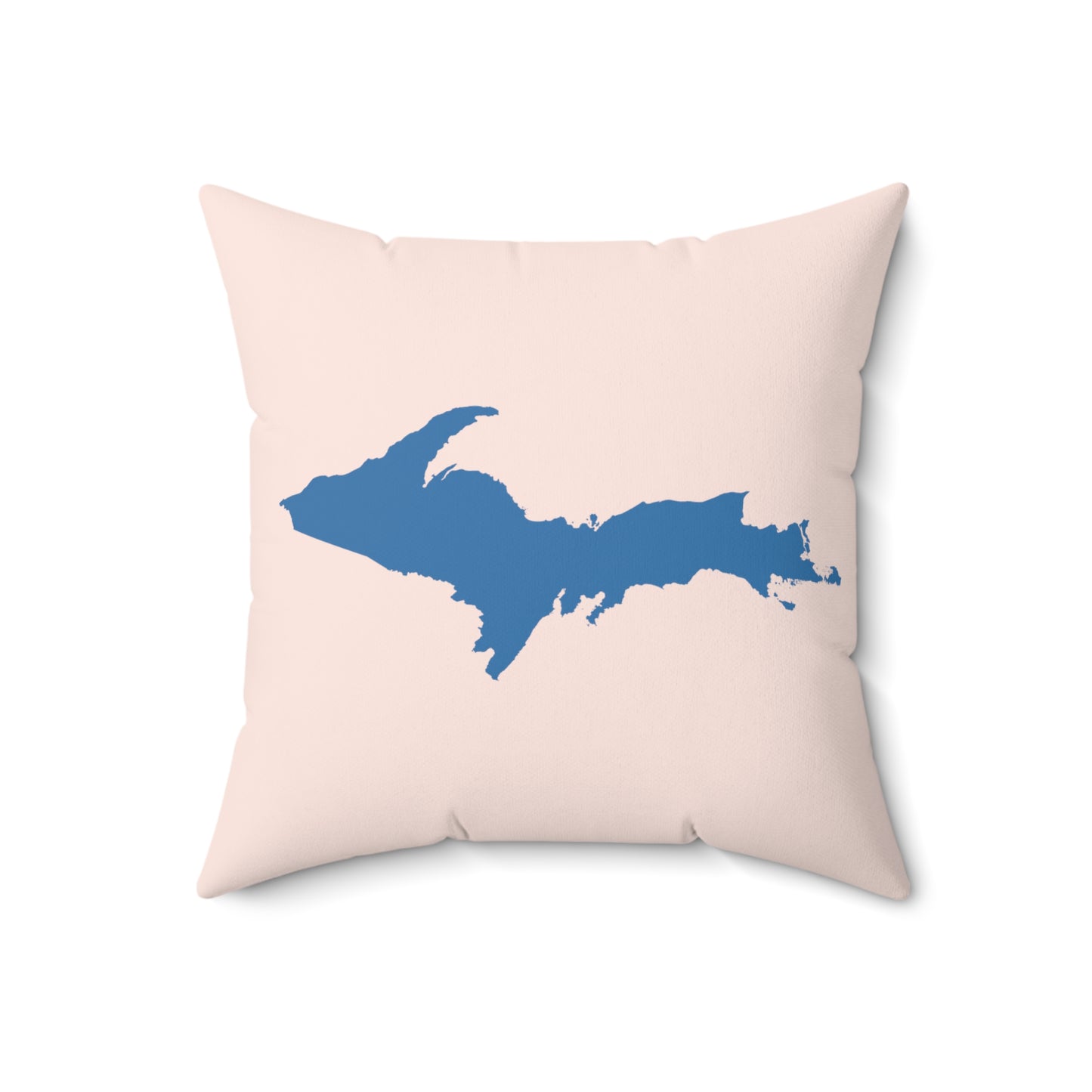 Michigan Upper Peninsula Accent Pillow (w/ UP Outline) | Champagne Pink