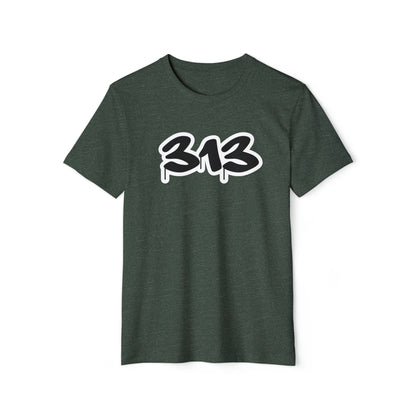 Detroit '313' T-Shirt (Black/White Tag Font) | Unisex Recycled Organic