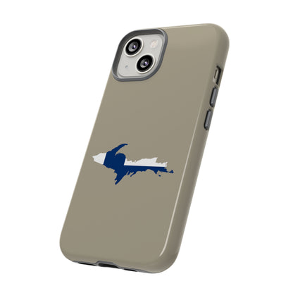 Michigan Upper Peninsula Tough Phone Case (Petoskey Stone Beige w/ UP Finland Flag Outline) | Apple iPhone