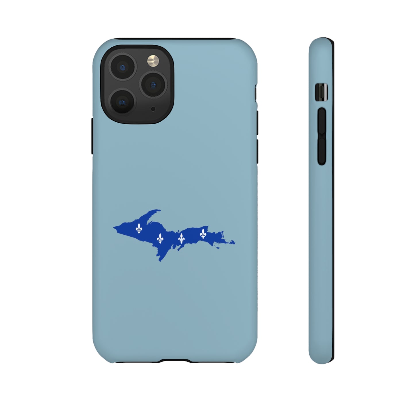 Michigan Upper Peninsula Tough Phone Case (Opal Blue w/ UP Quebec Flag Outline) | Apple iPhone