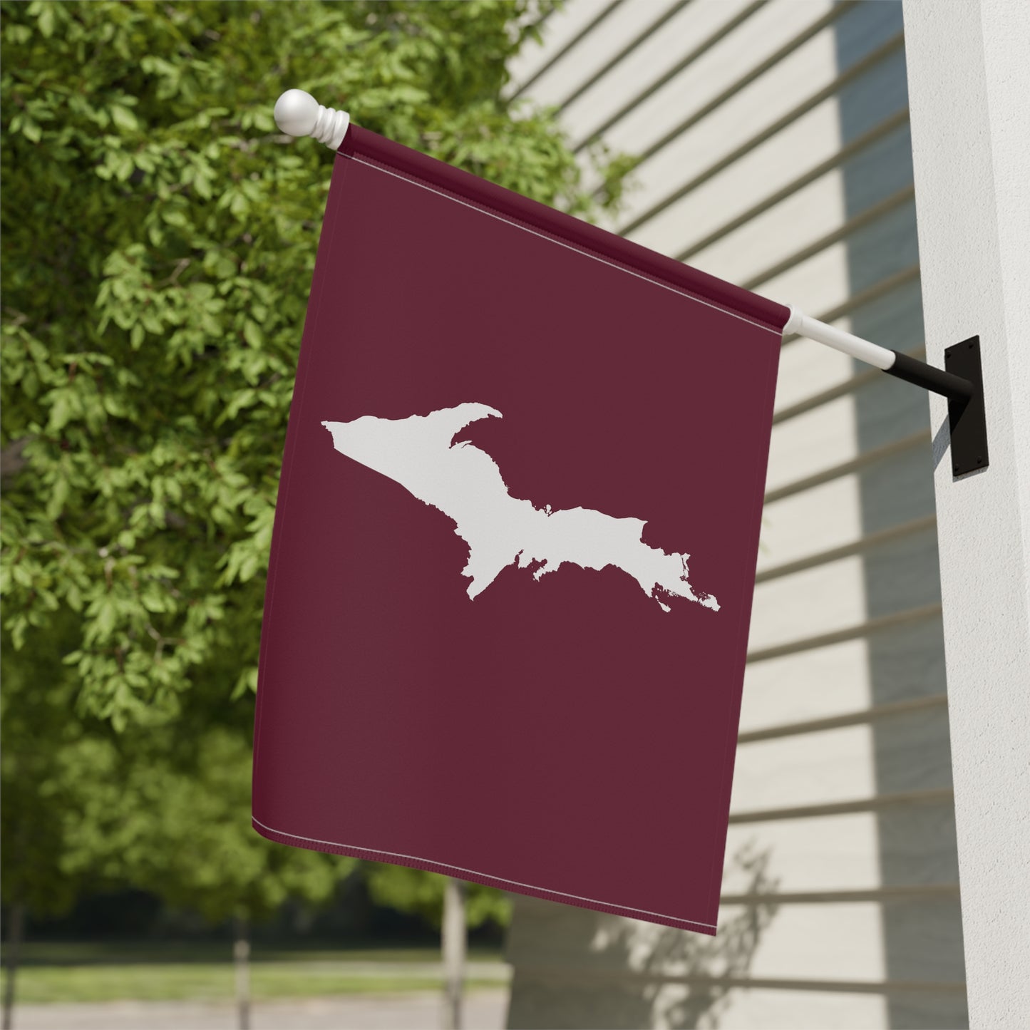 Michigan Upper Peninsula Home & Garden Flag (w/ UP Outline) | Old Mission Burgundy