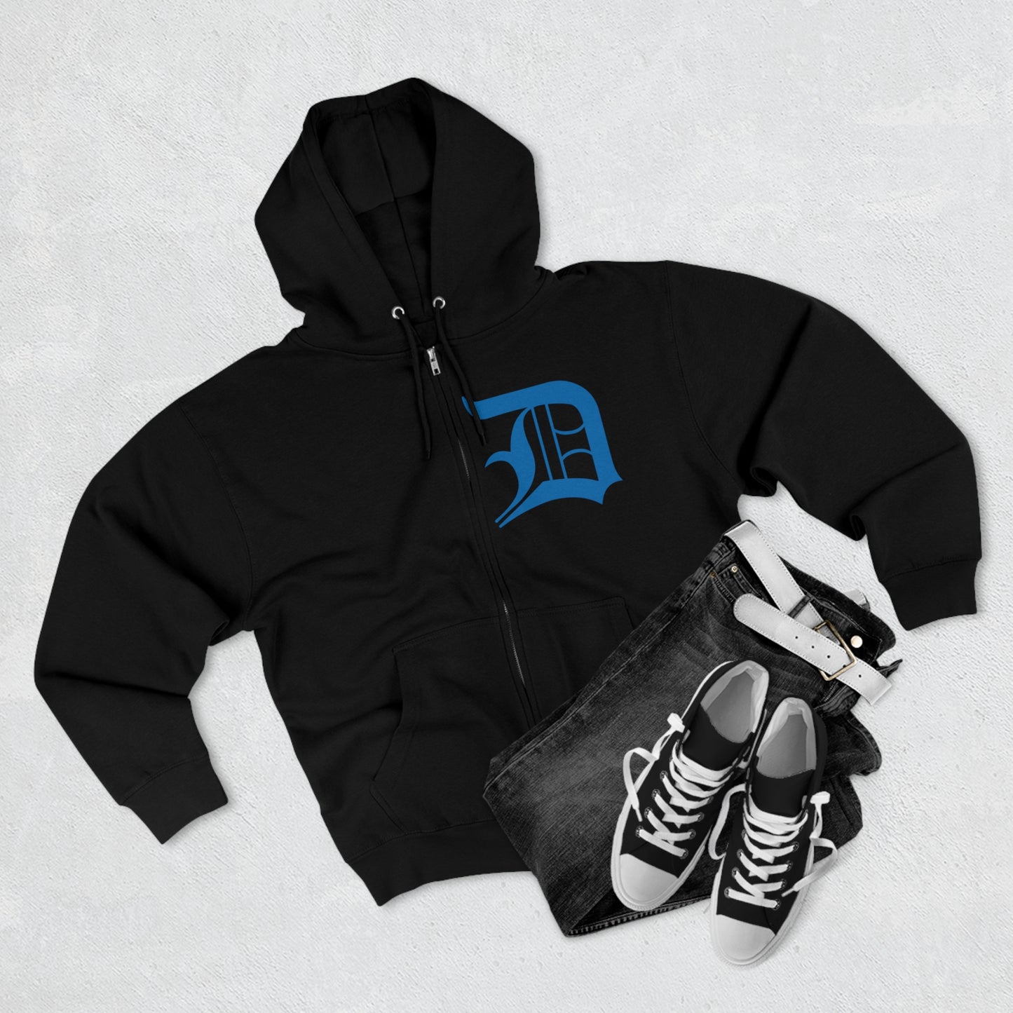 Detroit 'Old English D' Hoodie (Azure) | Unisex Full Zip