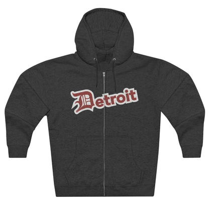 'Detroit' Hoodie (Ore Dock Red w/ Old English 'D') | Unisex Full Zip