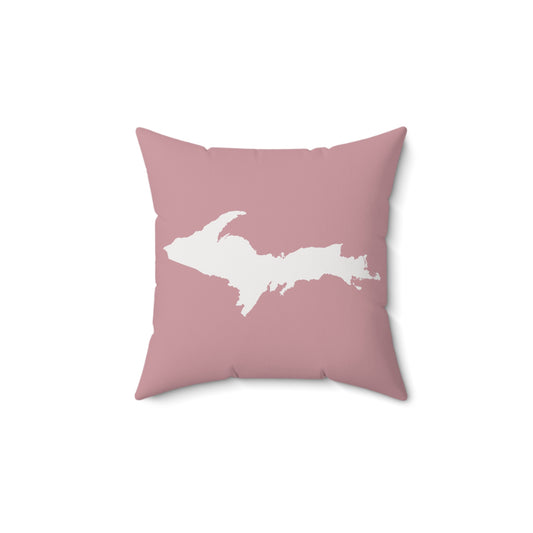 Michigan Upper Peninsula Accent Pillow (w/ UP Outline) | Cherry Blossom Pink