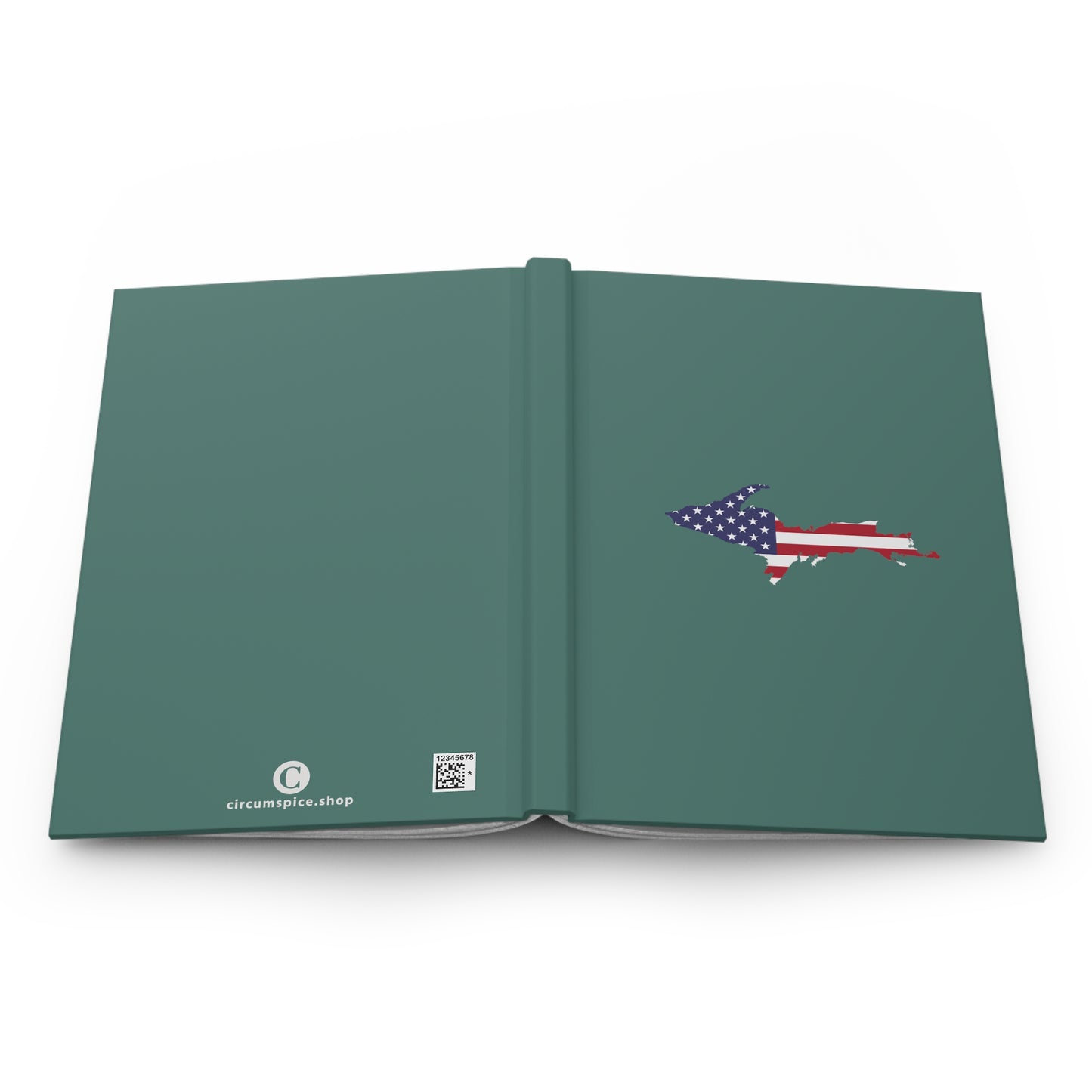 Michigan Upper Peninsula Hardcover Journal (w/ UP USA Flag) | Ruled - Copper Green