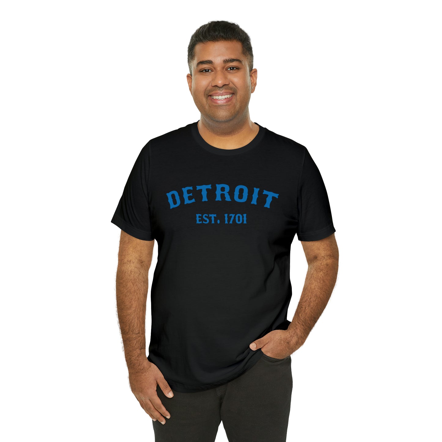 'Detroit EST. 1701' T-Shirt (Azure Ballpark Font) | Unisex Standard