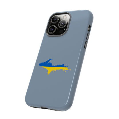 Michigan Upper Peninsula Tough Phone Case (B-24 Liberator Grey w/ UP Ukraine Flag Outline) | Apple iPhone