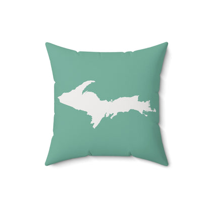 Michigan Upper Peninsula Accent Pillow (w/ UP Outline) | Metallic Mint Green