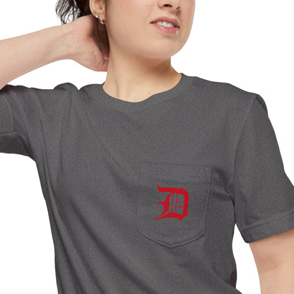 Detroit 'Old English D' Pocket T-Shirt (Aliform Red) | Unisex Standard