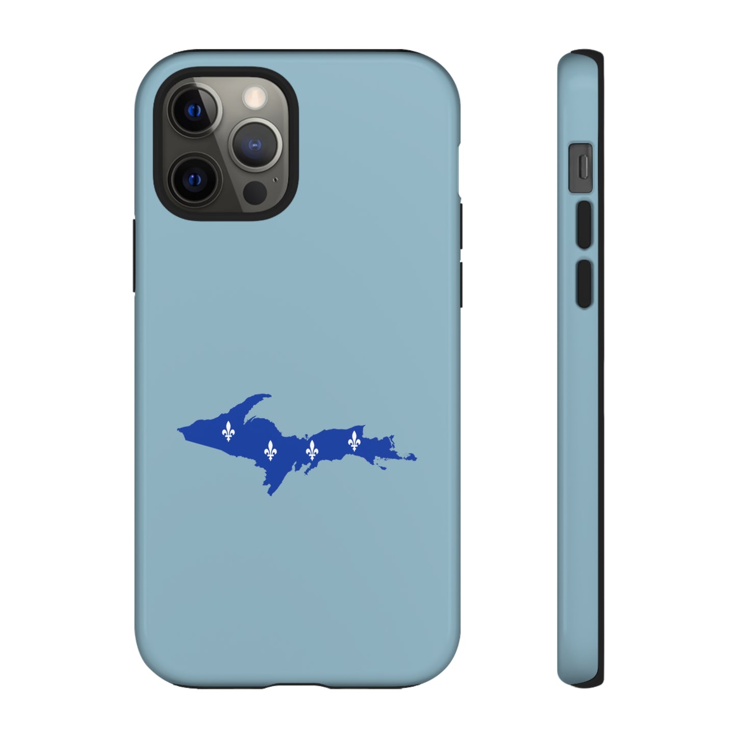 Michigan Upper Peninsula Tough Phone Case (Opal Blue w/ UP Quebec Flag Outline) | Apple iPhone