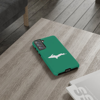 Michigan Upper Peninsula Tough Phone Case (Emerald Green w/ UP Outline) | Samsung & Pixel Android