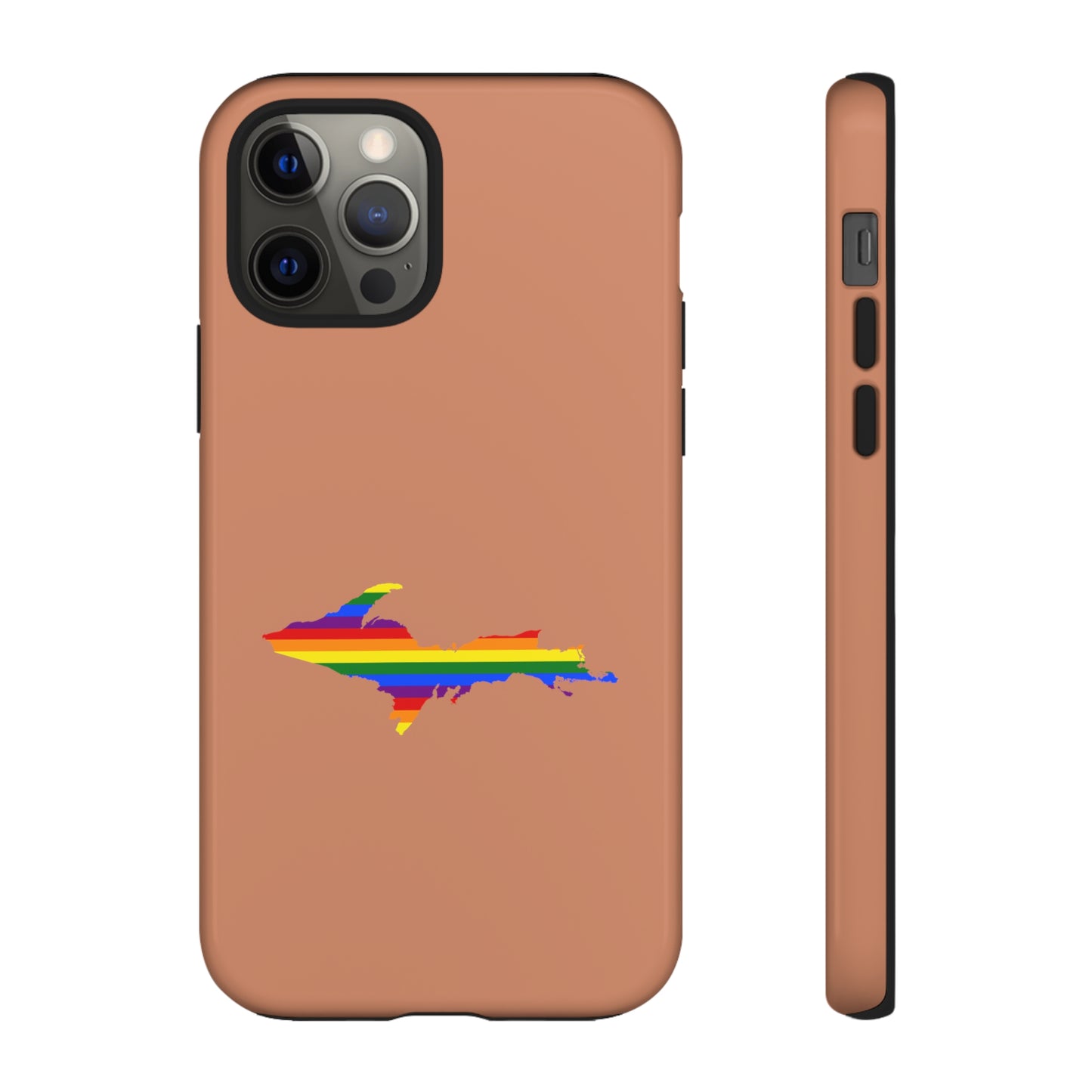 Michigan Upper Peninsula Tough Phone Case (Copper Color w/ UP Pride Flag Outline) | Apple iPhone