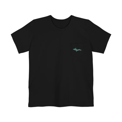 Michigan Upper Peninsula Pocket T-Shirt (w/ Copper Green UP Outline) | Unisex Standard