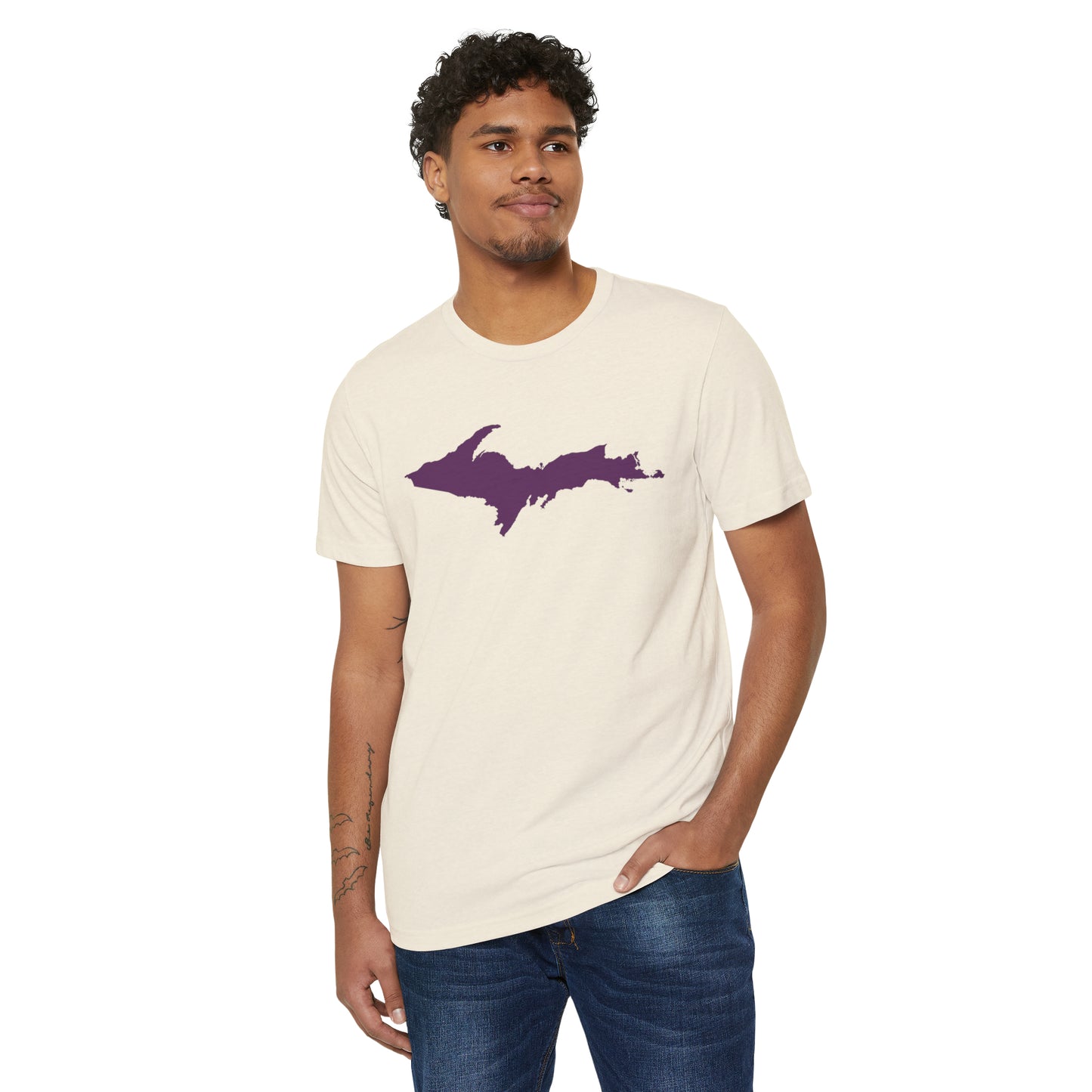 Michigan Upper Peninsula T-Shirt (w/ Plum UP Outline) | Unisex Recycled Organic