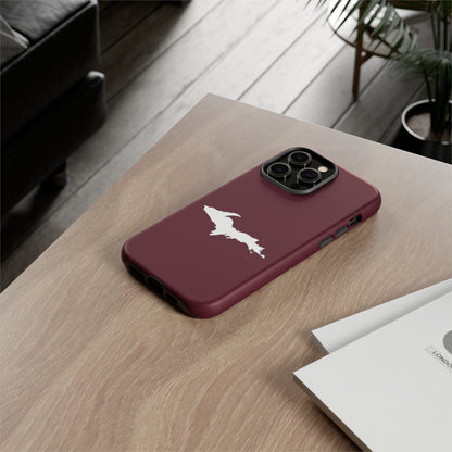 Michigan Upper Peninsula Tough Phone Case (Old Mission Burgundy w/ UP Outline) | Apple iPhone