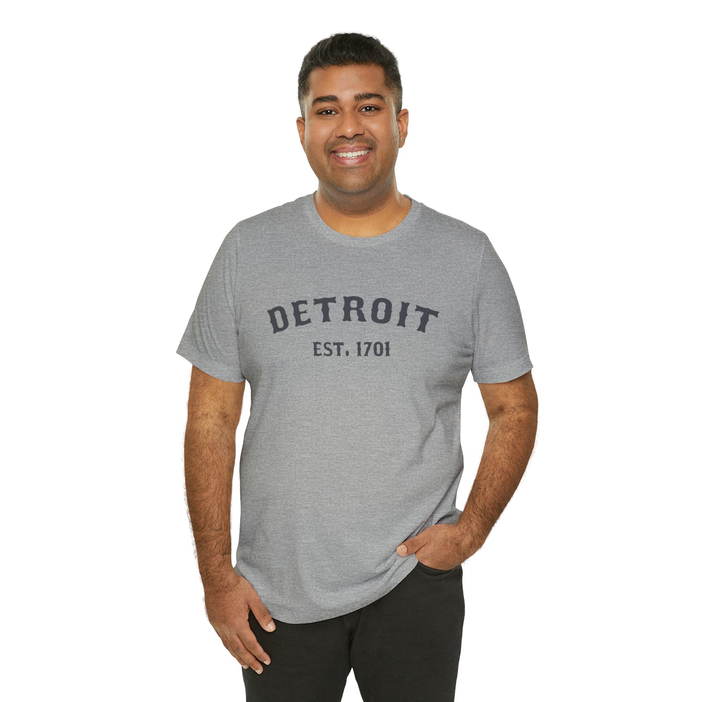 'Detroit EST. 1701' T-Shirt (Iron Ore Grey Ballpark Font) | Unisex Standard