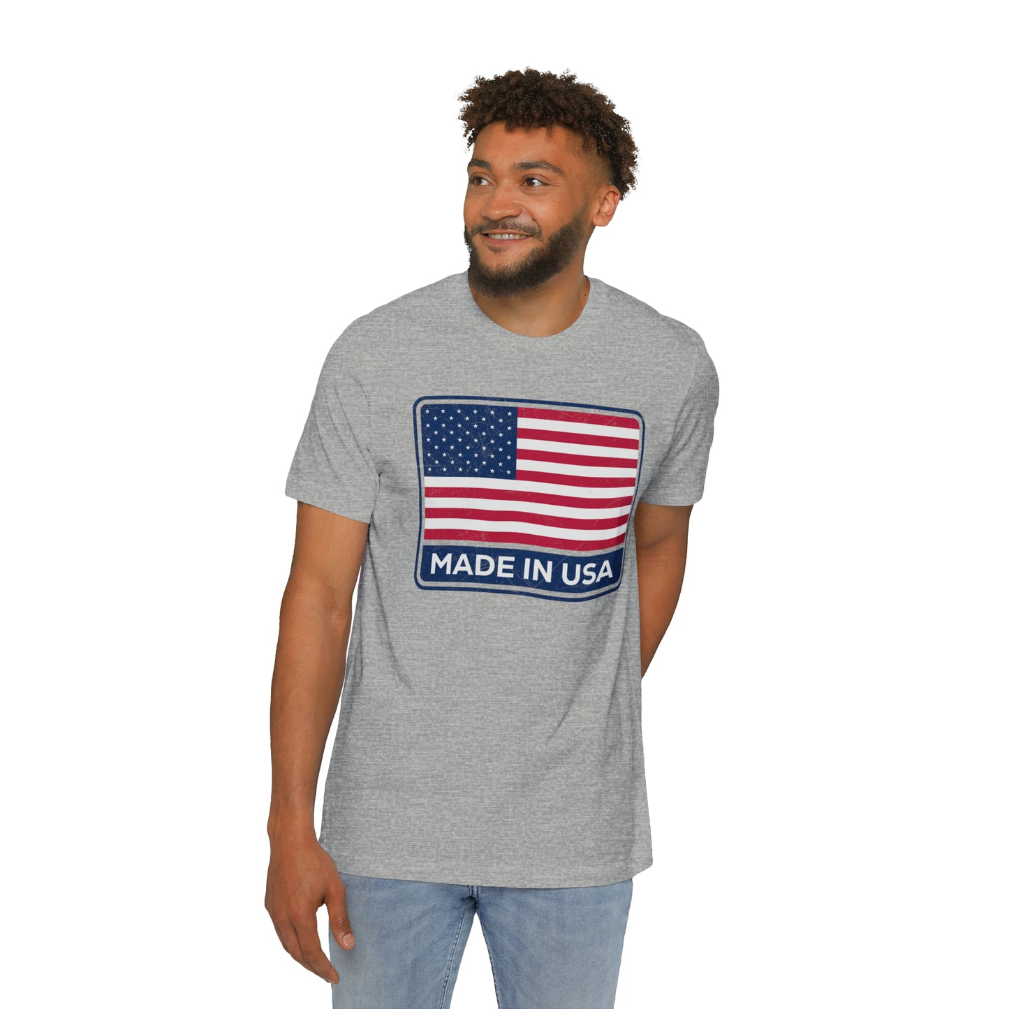 'Made in USA' T-Shirt (Square Flag Slate ) | Made in USA