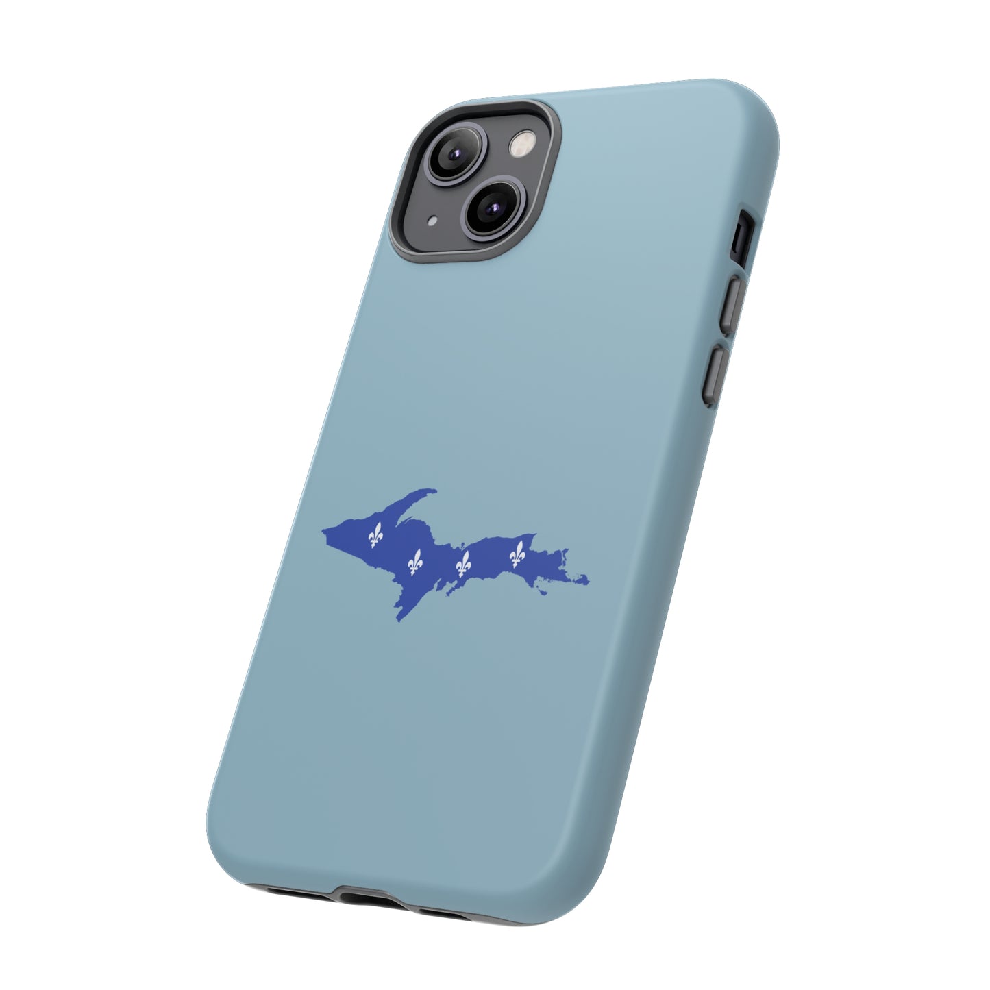 Michigan Upper Peninsula Tough Phone Case (Opal Blue w/ UP Quebec Flag Outline) | Apple iPhone